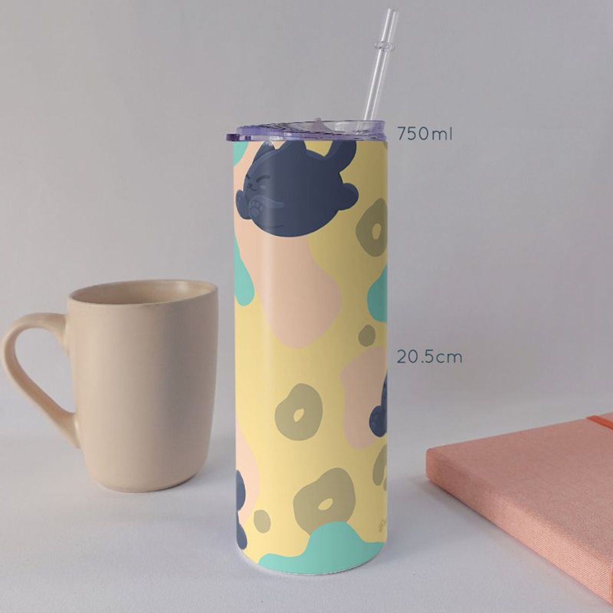 KUSTOMIT - Vaso Tomatodo Tumbler Mug Acero 750ml - El gato volador