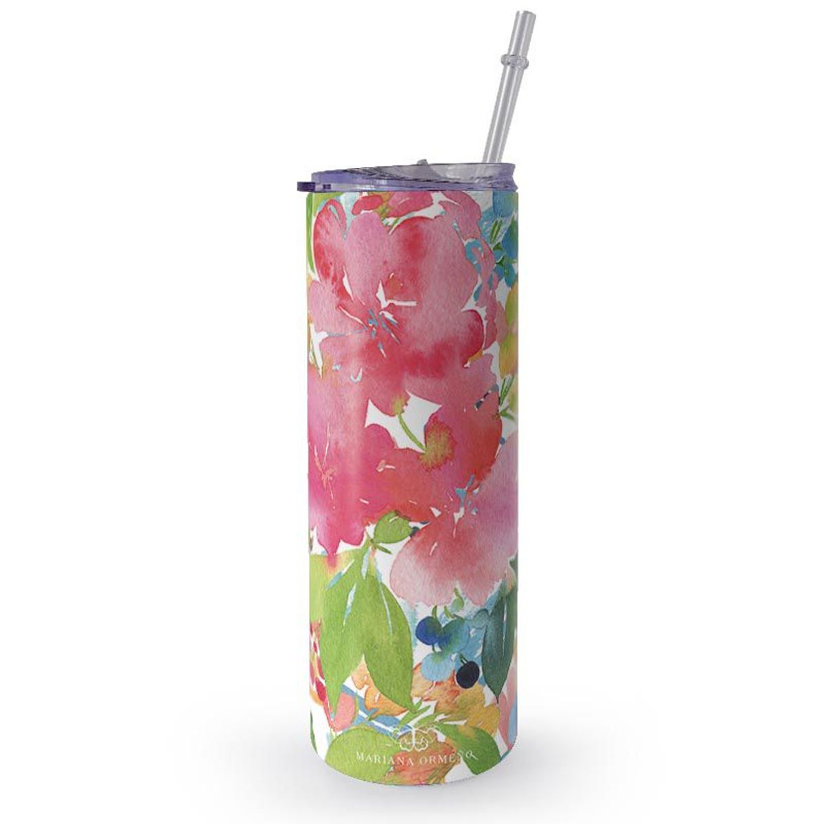 KUSTOMIT - Vaso Tomatodo Tumbler Mug Acero 750ml - Flores sueltas