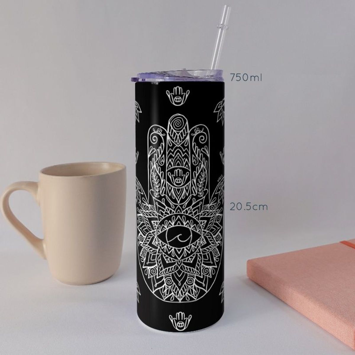 KUSTOMIT - Vaso Tomatodo Tumbler Mug Acero 750ml - Hamsa