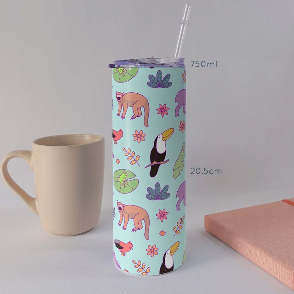 KUSTOMIT - Vaso Tomatodo Tumbler Mug Acero 750ml - Selva celeste