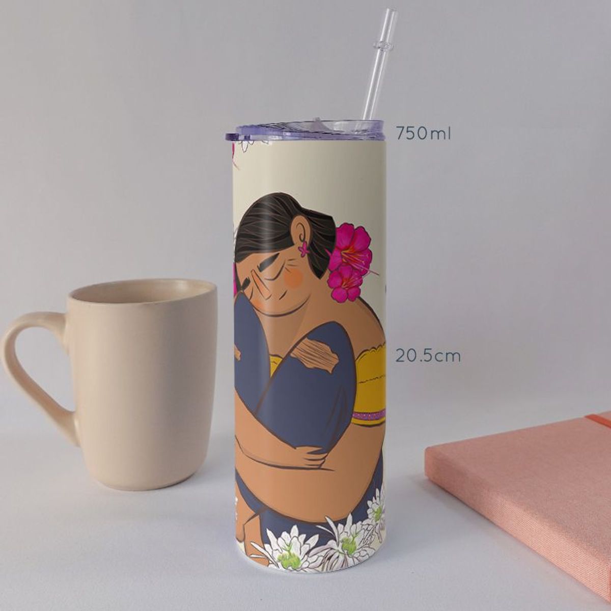 KUSTOMIT - Vaso Tomatodo Tumbler Mug Acero 750ml - Abrázate