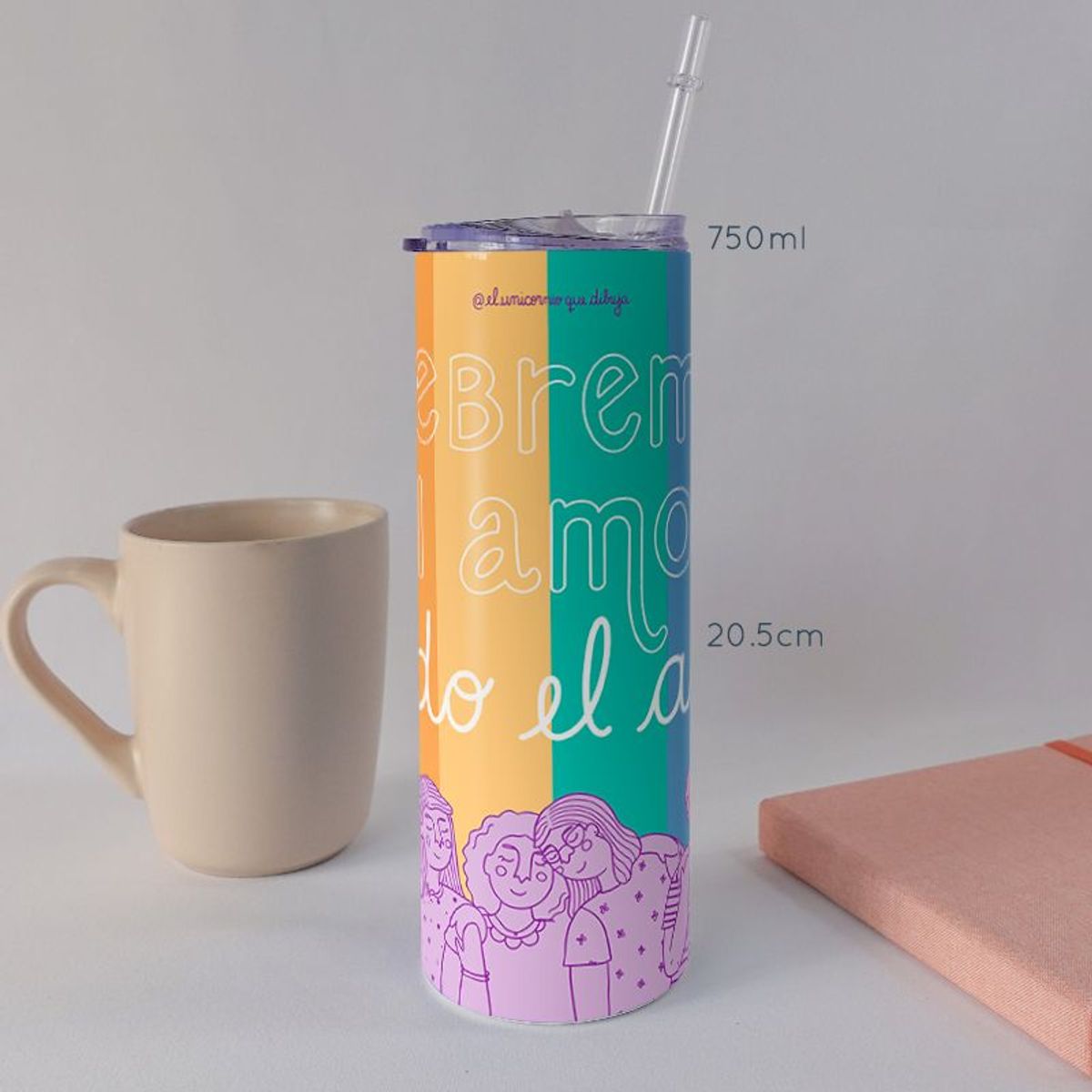 KUSTOMIT - Vaso Tomatodo Tumbler Mug Acero 750ml - Todo el año