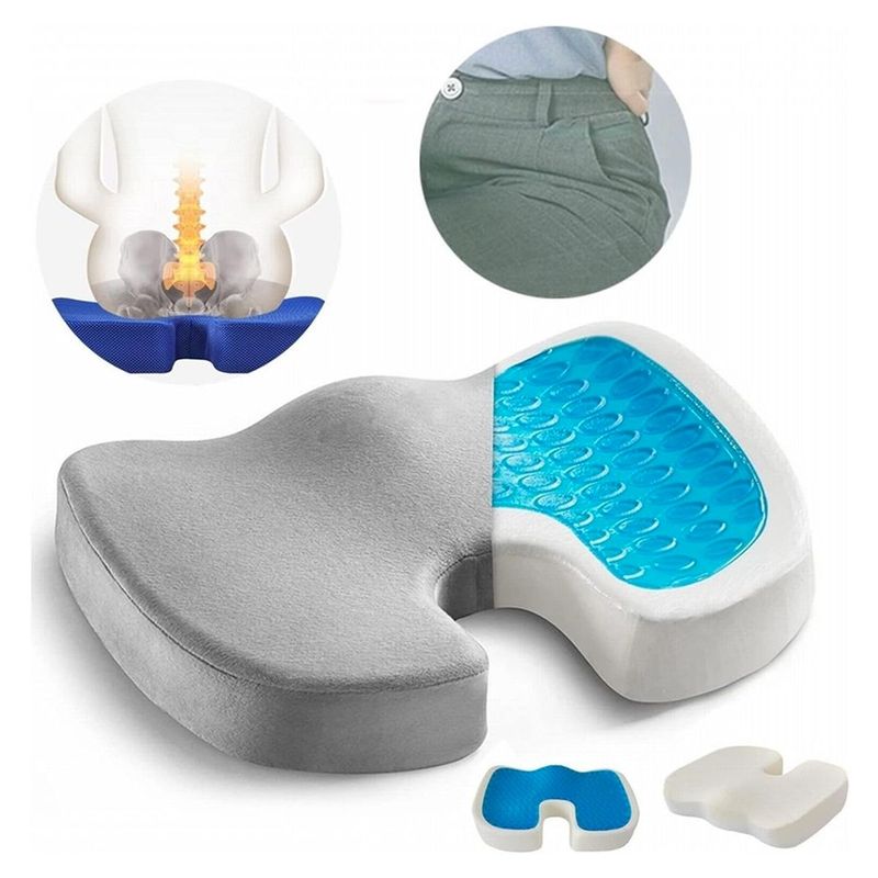 GENERICO - Cojín Lumbar Viscoelástica Ortopédica Gel + Funda