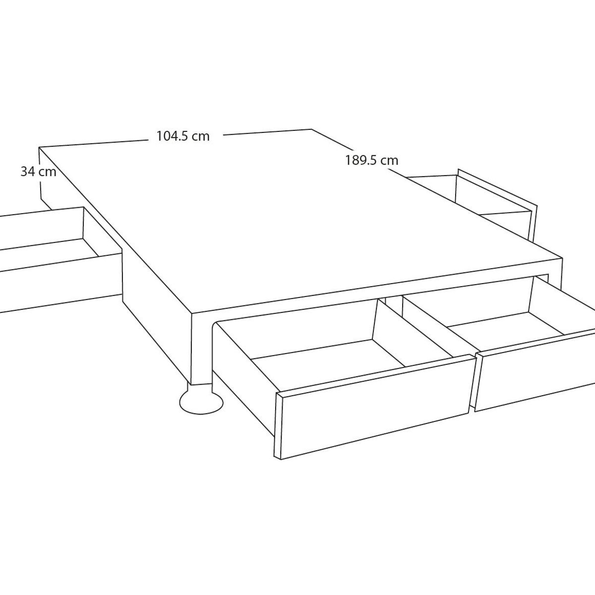 BARAKA HOME - Base de Cama Villach 1.5 Plz - Negro