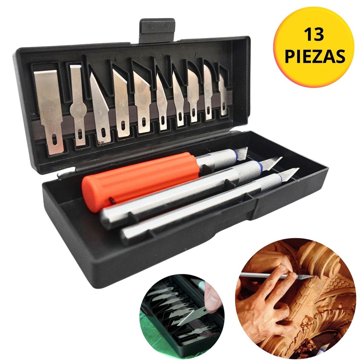 UYUSTOOLS - Juego cutter precisión cuchilla exacto tipo bisturí 13piezas Uyustools