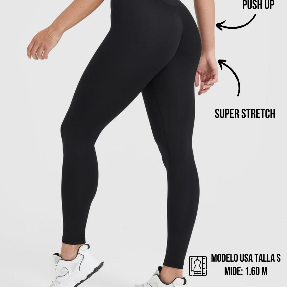 GENERICO - Leggin Deportivo Negro corte en V - Legging Push-Up - Legging Mujer