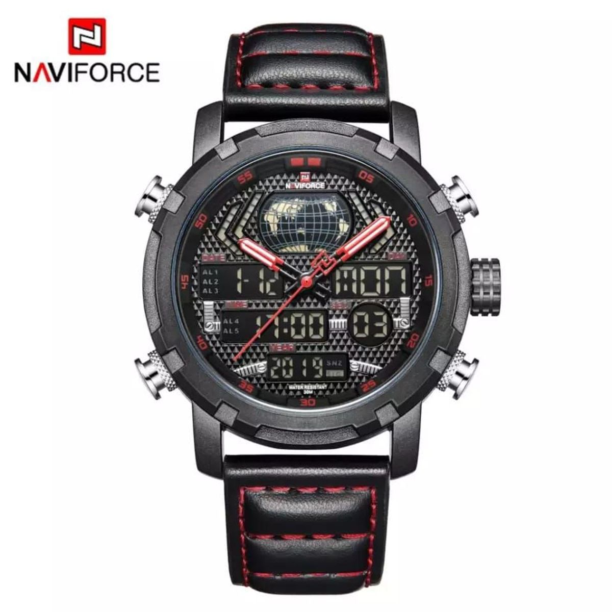 NAVIFORCE - Reloj Naviforce Acero Negro y Cuero Negro NAV-75
