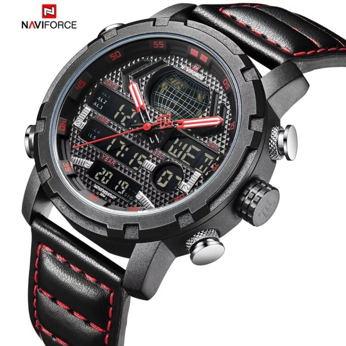NAVIFORCE - Reloj Naviforce Acero Negro y Cuero Negro NAV-75