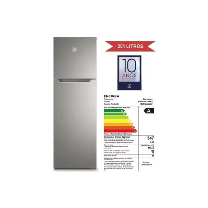 ELECTROLUX - Refrigeradora ERTS32G2HRS 251 lt No frost Silver