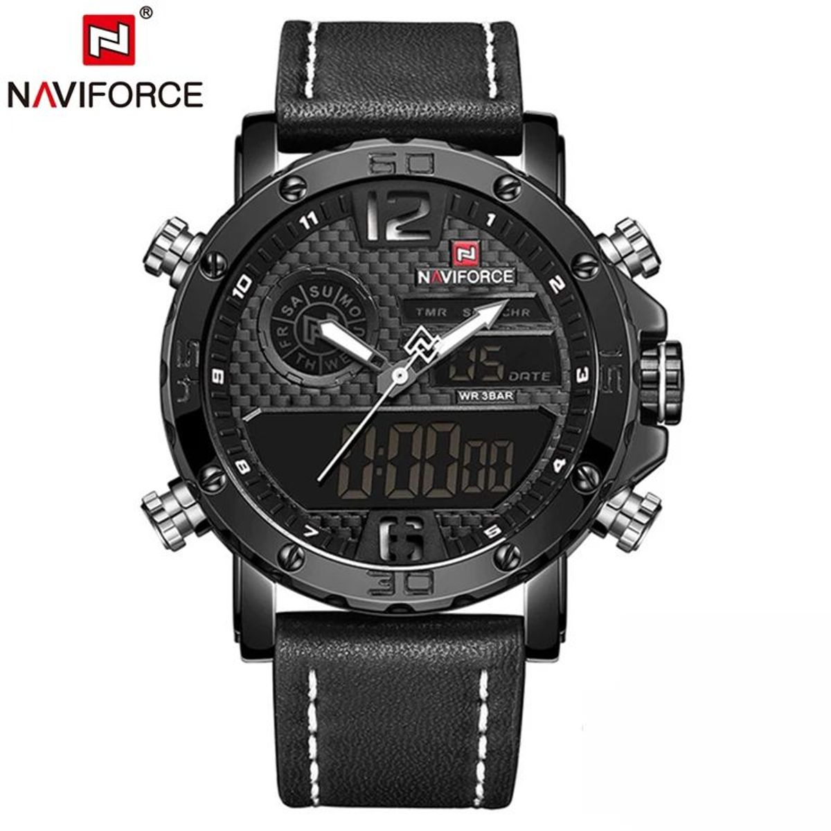 NAVIFORCE - Reloj Naviforce Acero Negro y Cuero Negro NAV-72