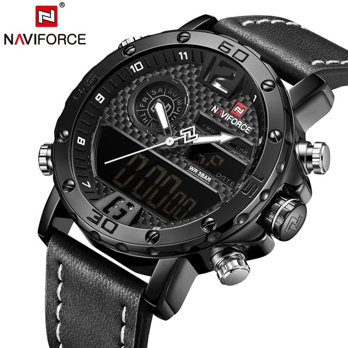 NAVIFORCE - Reloj Naviforce Acero Negro y Cuero Negro NAV-72