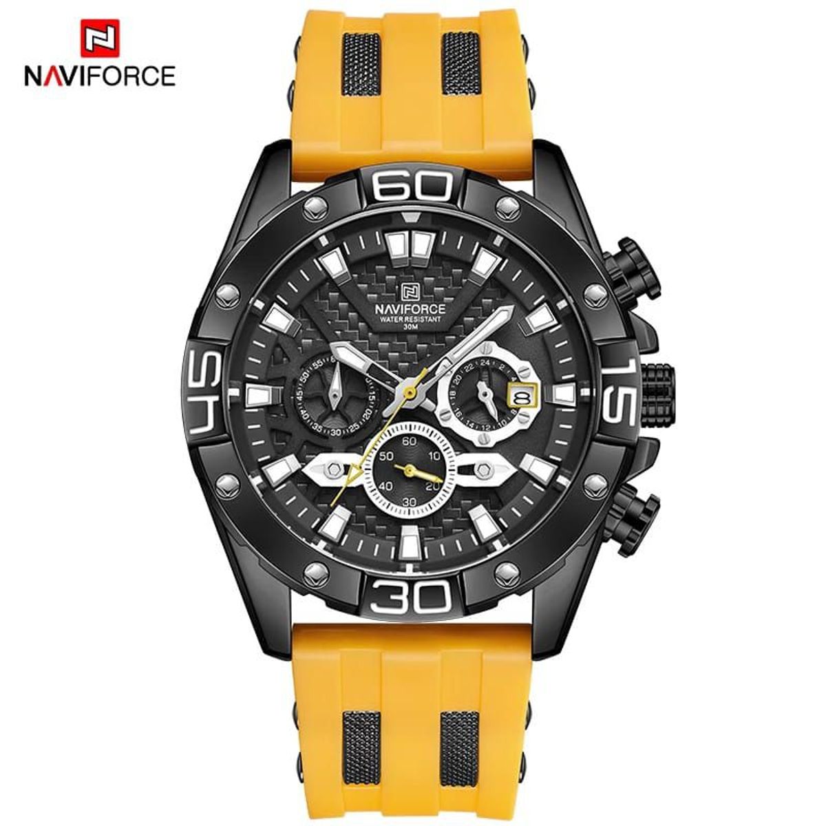 NAVIFORCE - Reloj Naviforce Acero Negro y Silicona Amarillo NAV-69