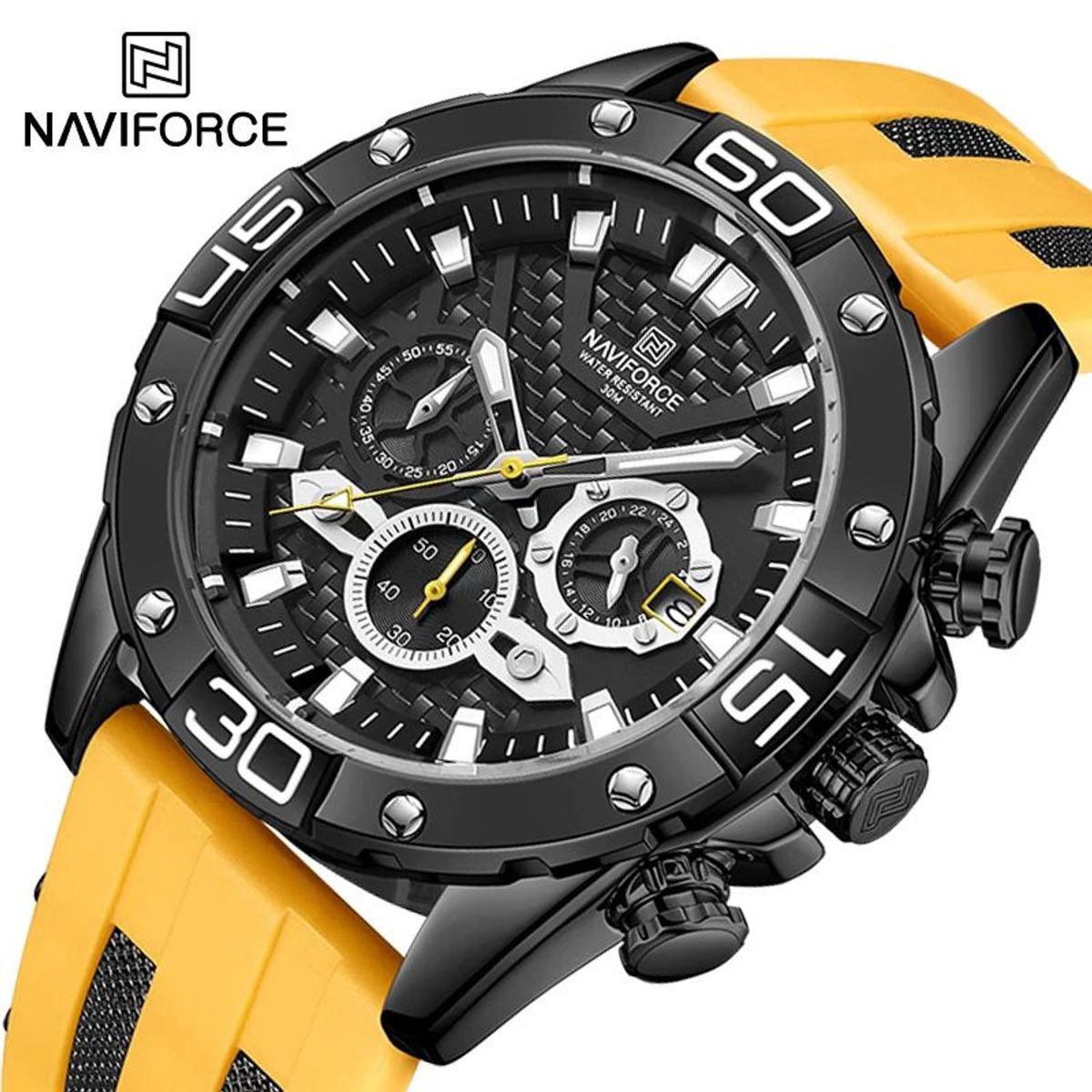 NAVIFORCE - Reloj Naviforce Acero Negro y Silicona Amarillo NAV-69