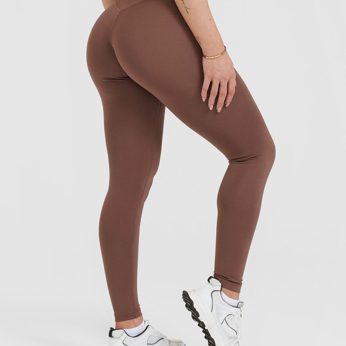 GENERICO - Leggin Deportivo Marrón corte en V de Lycra - Legging Push-Up mujer