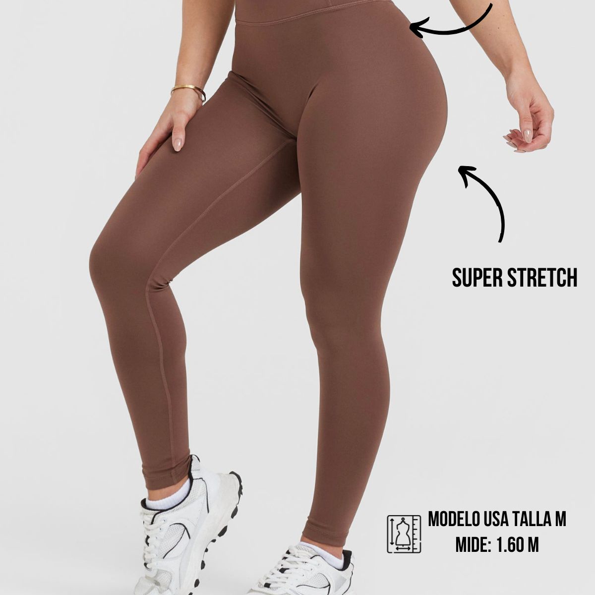 GENERICO - Leggin Deportivo Marrón corte en V de Lycra - Legging Push-Up mujer