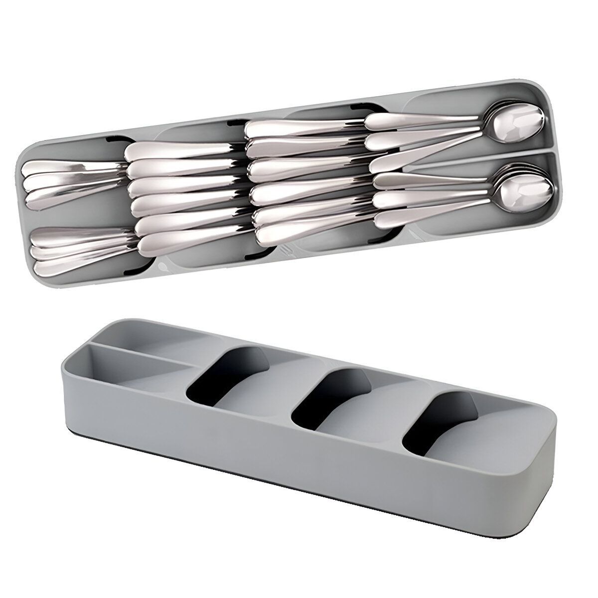 ELMEJORPRECIO - Porta Cubiertos Lineal Organizador De Cajones Gris