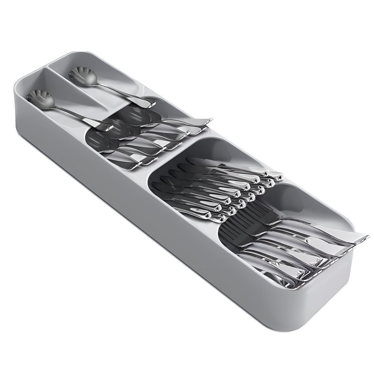 ELMEJORPRECIO - Porta Cubiertos Lineal Organizador De Cajones Gris