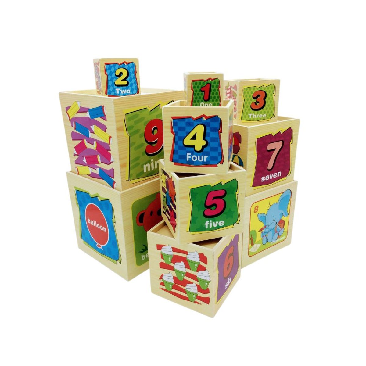 GENERICO - Cubos De Madera Apilables De 10 Piezas