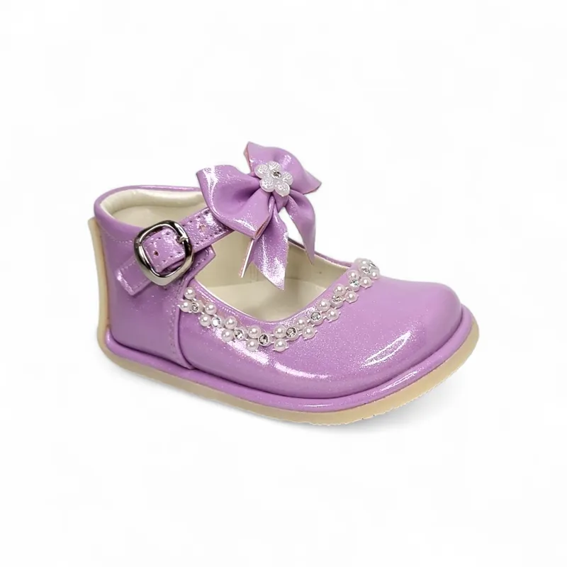 GENERICO - Zapato de Charol pibe semi-ortopédico lila escarchado para bebé niña