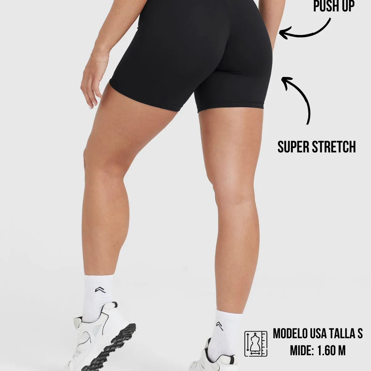 GENERICO - Short Deportivo Negro corte en V - Short Push-Up - Short Mujer