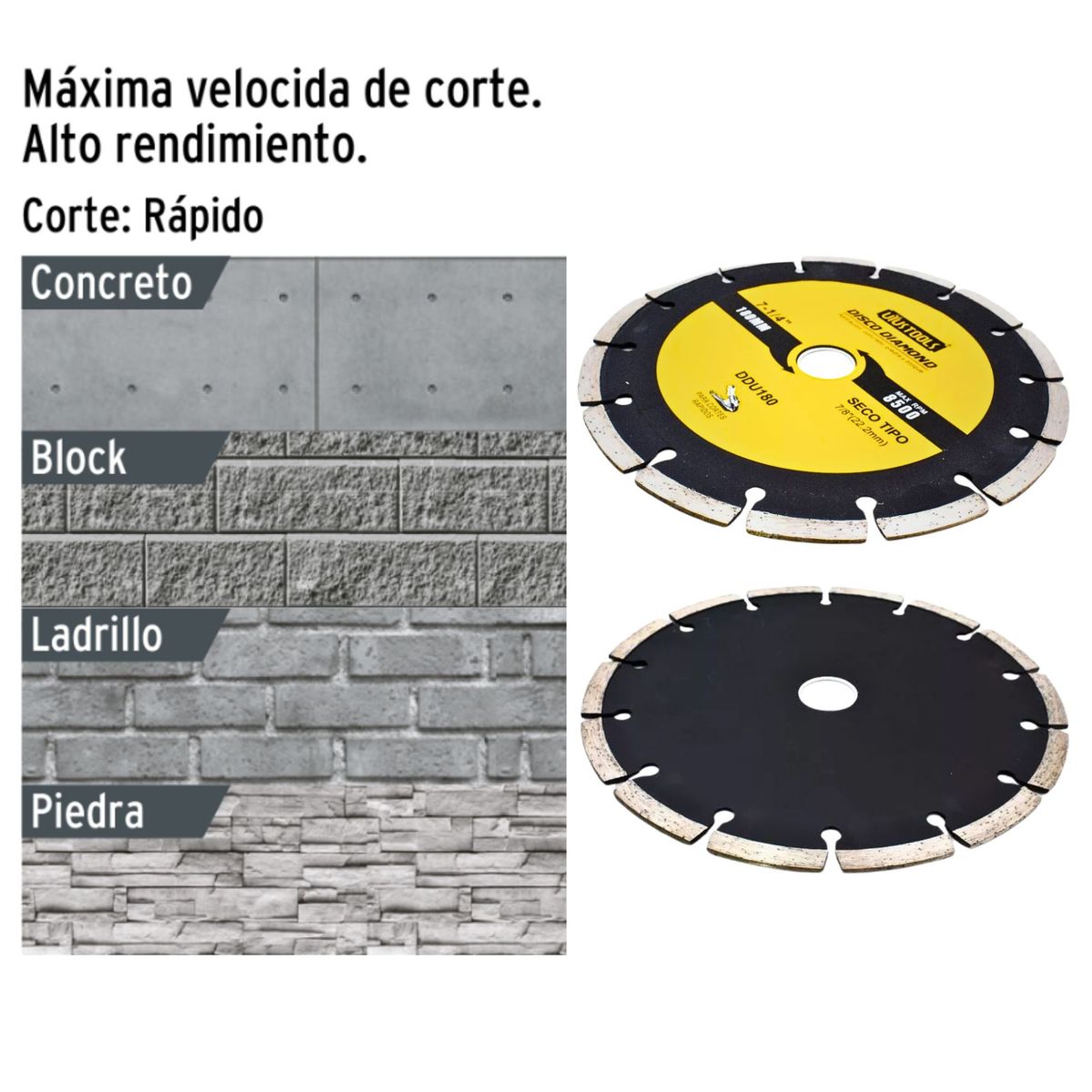 UYUSTOOLS - Disco Diamantado Segmentado  7 1/4" (SECO) Profesional