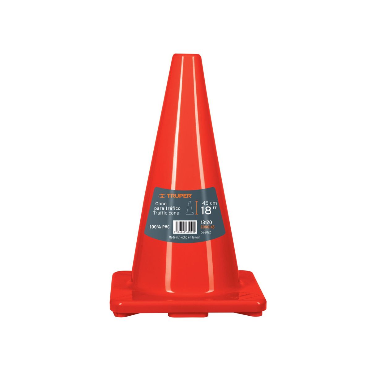 TRUPER - Cono de seguridad precaución  de 45 cm de PVC, Truper