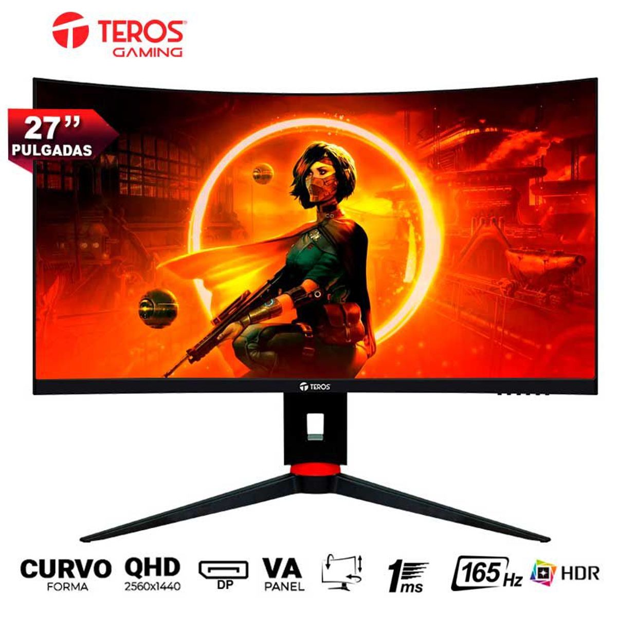 TEROS GAMING - Monitor 165Hz Teros TE-2765G VA Curvo QHD 2K DP 1ms HDR