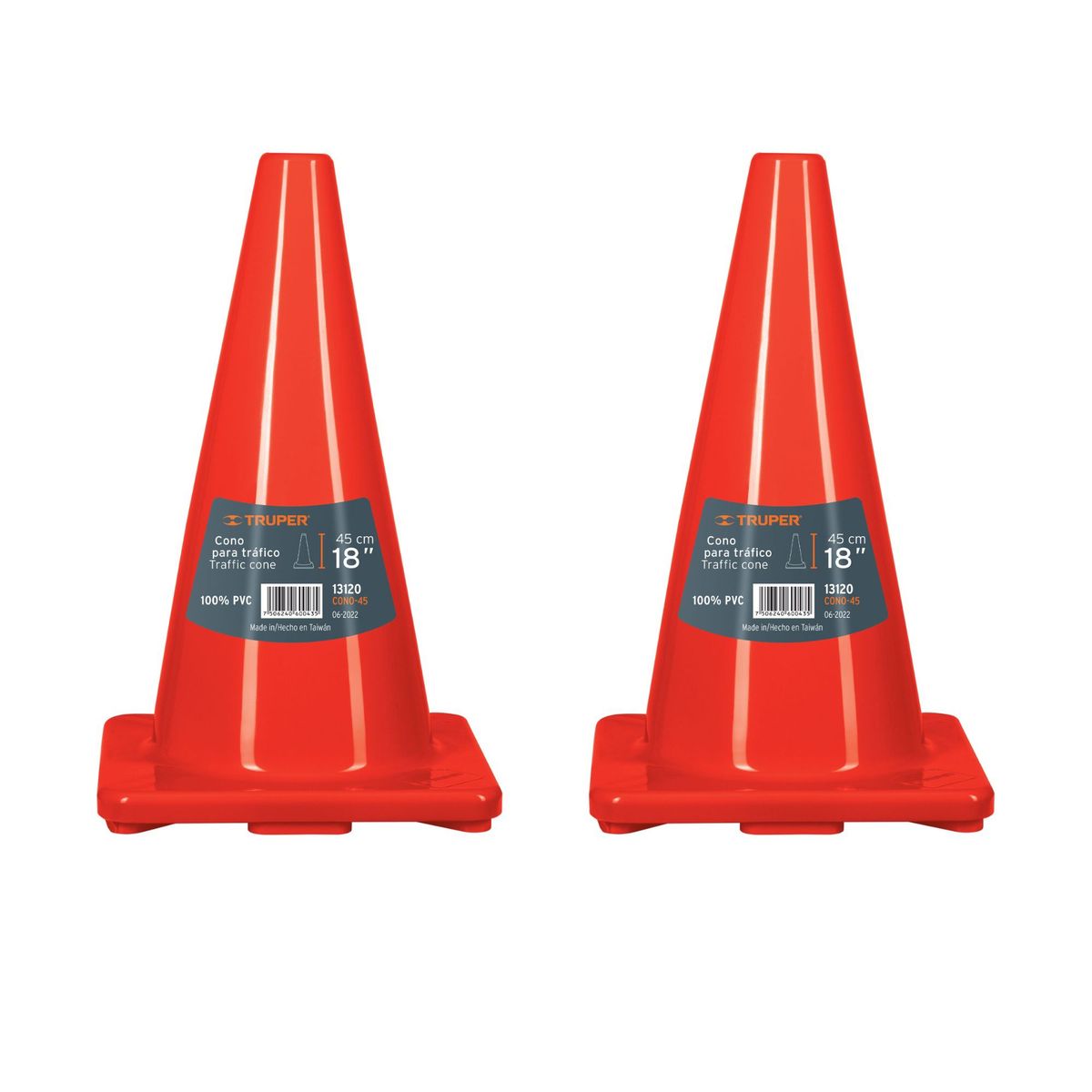 TRUPER - Cono de seguridad precaución de 45 cm, 2 unidades, Truper