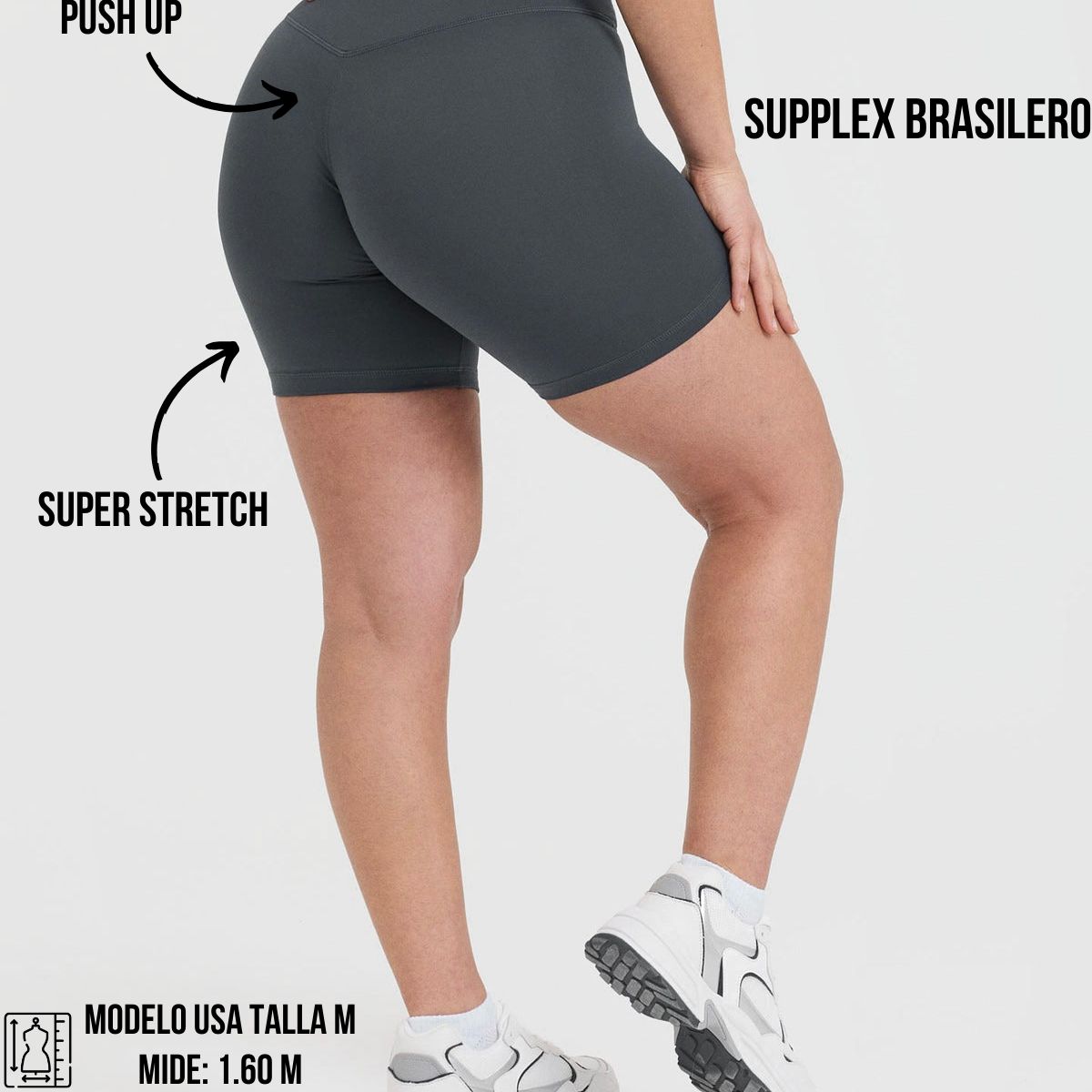 GENERICO - Short Deportivo Gris corte en V - Short Push-Up mujer - Short Mujer