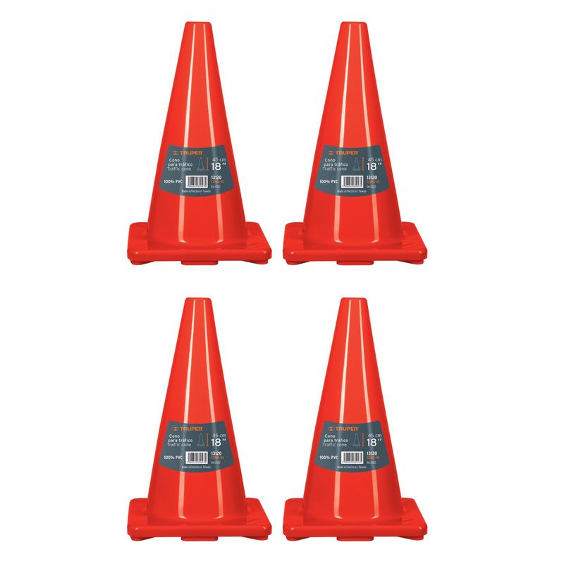 TRUPER - Cono de seguridad precaución de 45 cm, 4 unidades, Truper