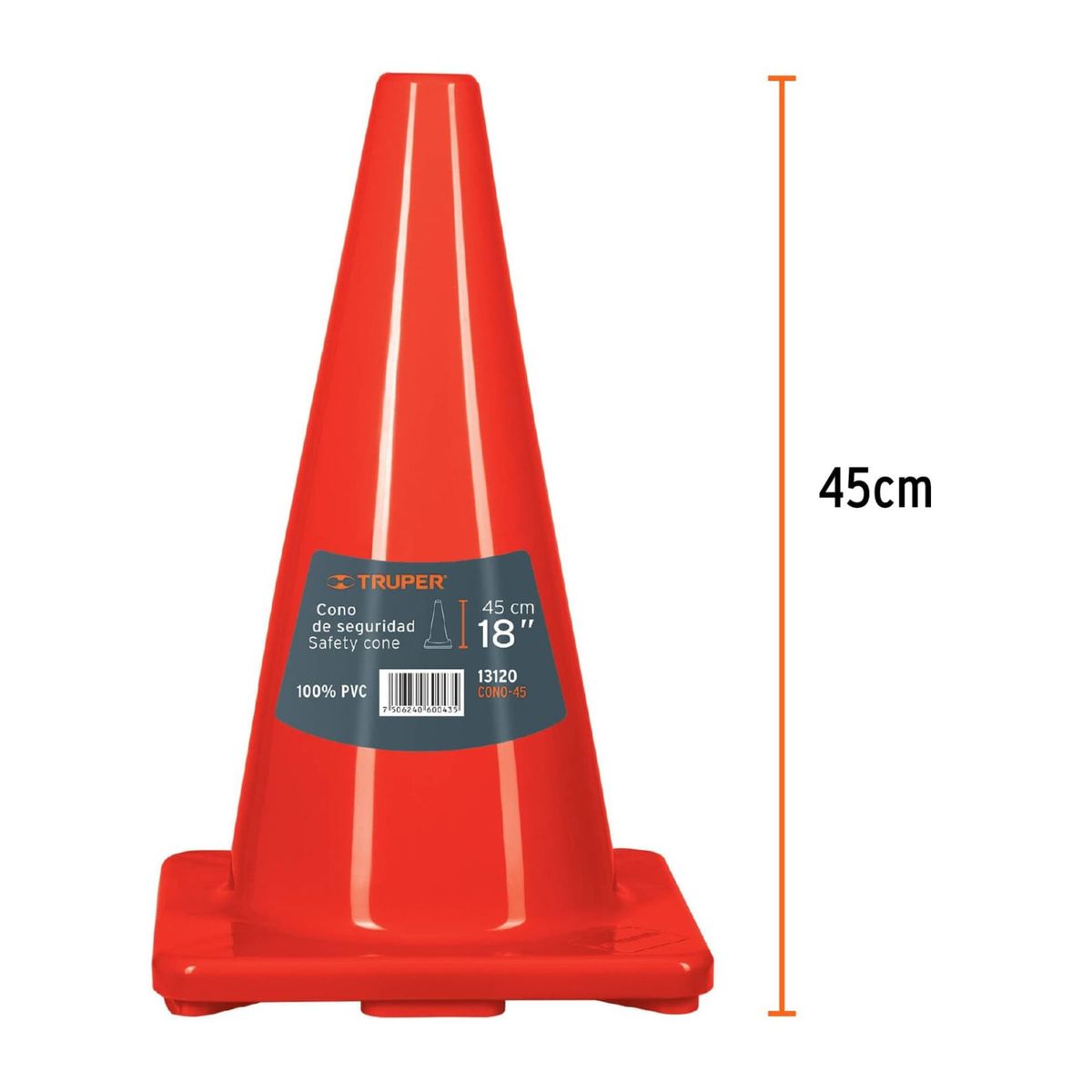 TRUPER - Cono de seguridad precaución de 45 cm, 4 unidades, Truper