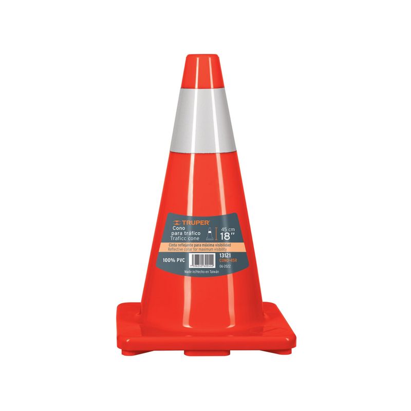 TRUPER - Cono reflectivo de seguridad precaución  de 45 cm, Truper