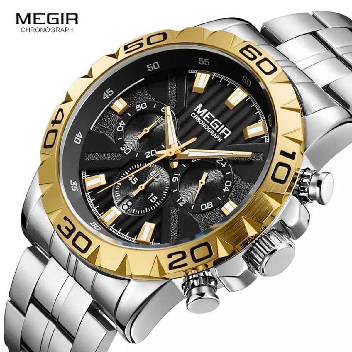 MEGIR - Reloj Megir Acero Plateado Dorado MEG-51_.