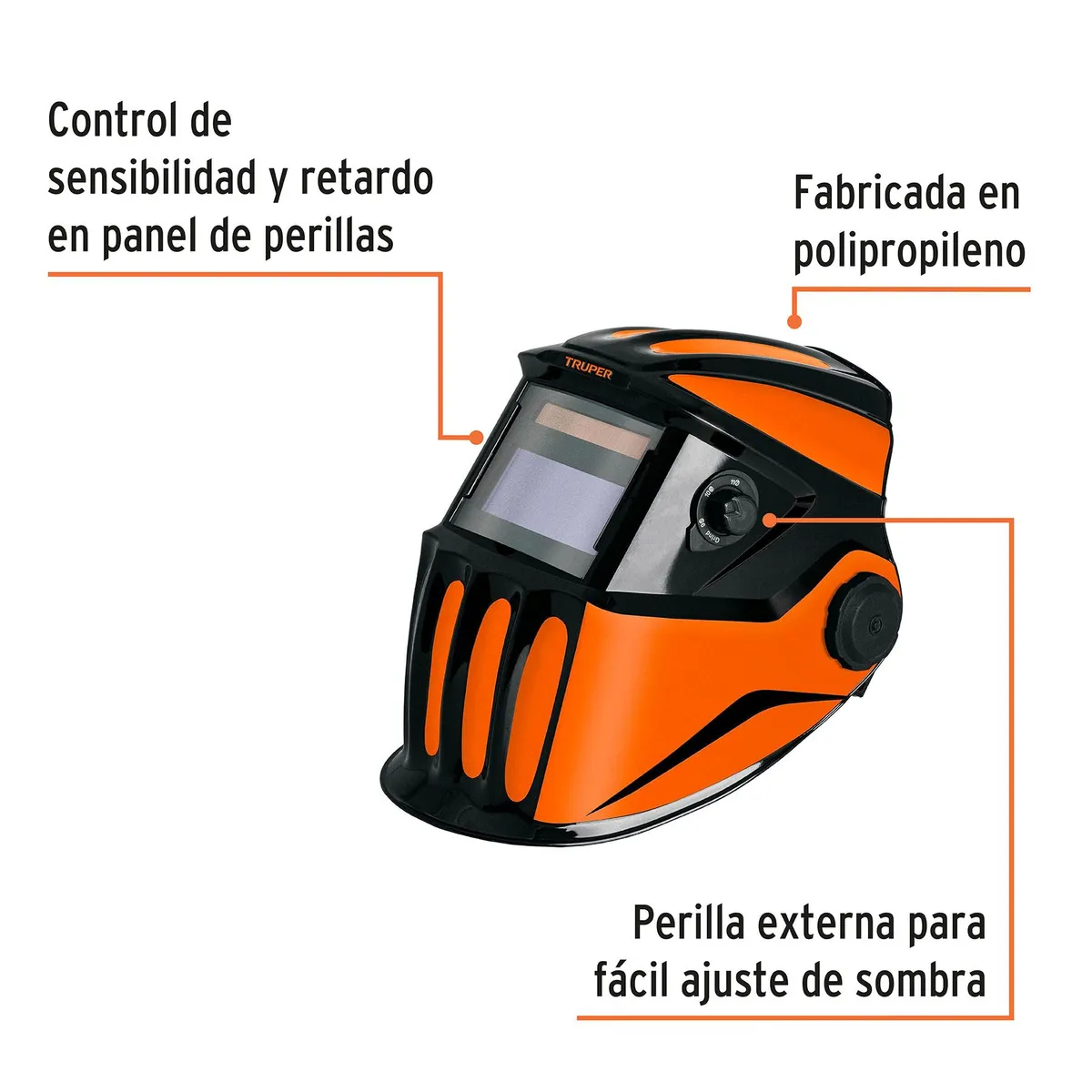 TRUPER - Careta electrónica p/soldar, profesional, sombra 9 a 13
