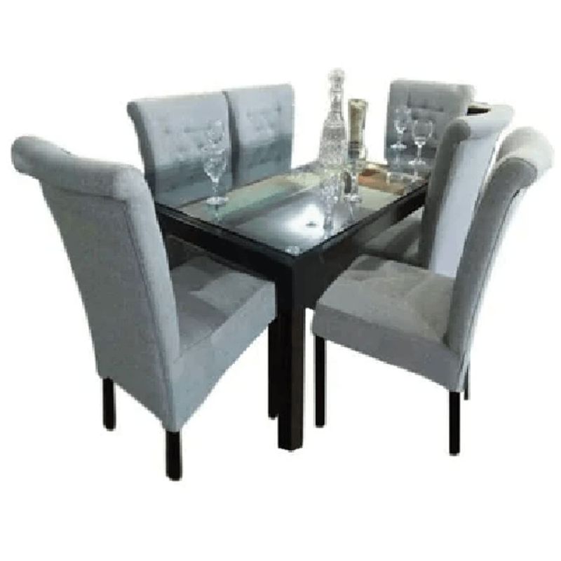 ALTO HOGAR - Juego de Comedor 6 Sillas Polett Gris Claro Madera Tornillo