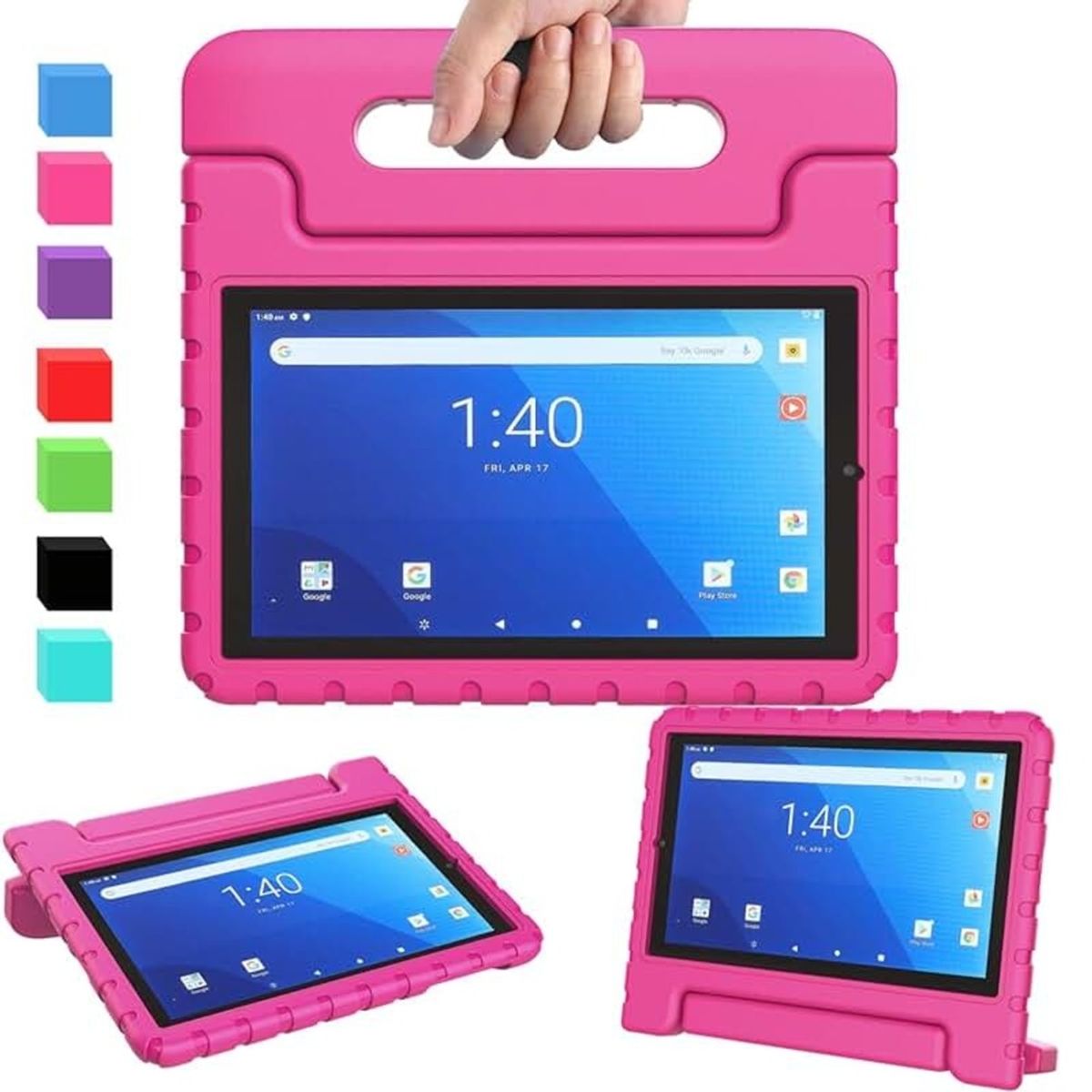 GENERICO - Funda para Samsung Tab A8 105 de Maleta Goma Fucsia Resistente