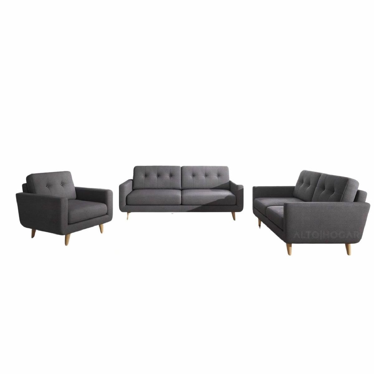 ALTO HOGAR - Juego de Sala 3 2 1 Norly Alto Hogar Gris Oscuro