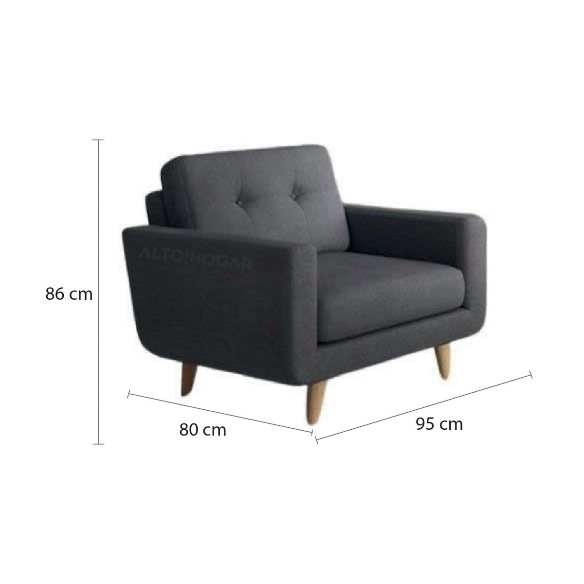 ALTO HOGAR - Juego de Sala 3 2 1 Norly Alto Hogar Gris Oscuro