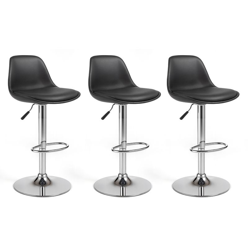 GENERICO - Pack X3 Sillas Piso Bar Altura Regulable Taburete Okaeri - Negro