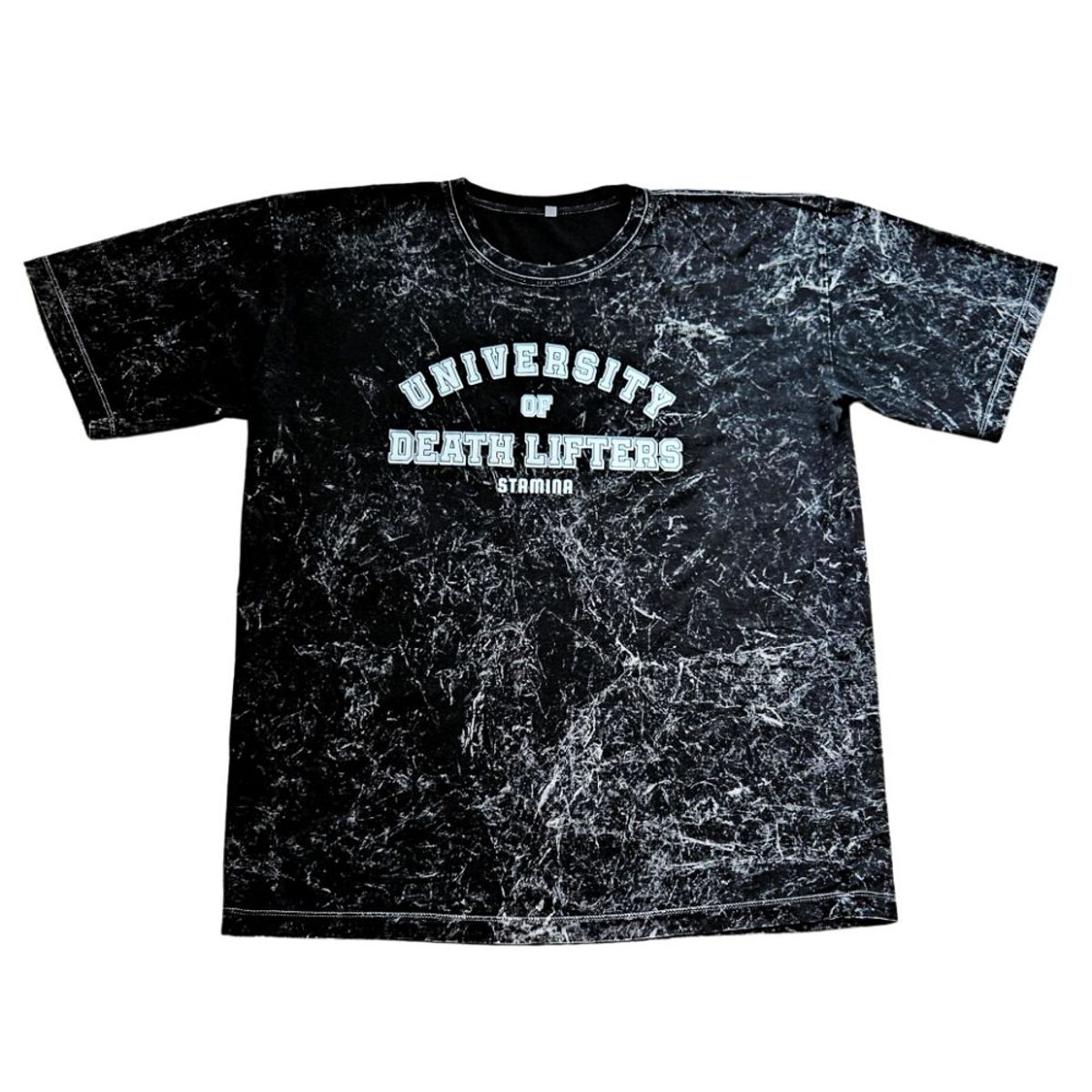 GENERICO - POLO OVERSIZE ACID WASH NEGRO UNIVERSITY - POLO PARA EL GYM