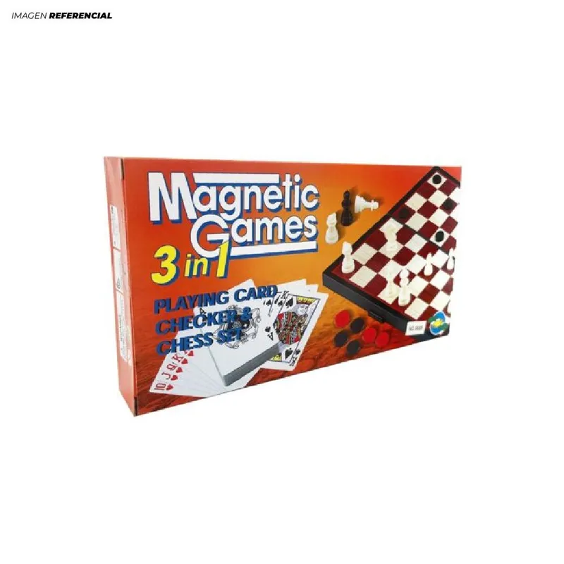 GENERICO - Ajedrez Magnético Multijuego 3 En 1 Damas Y Ludo