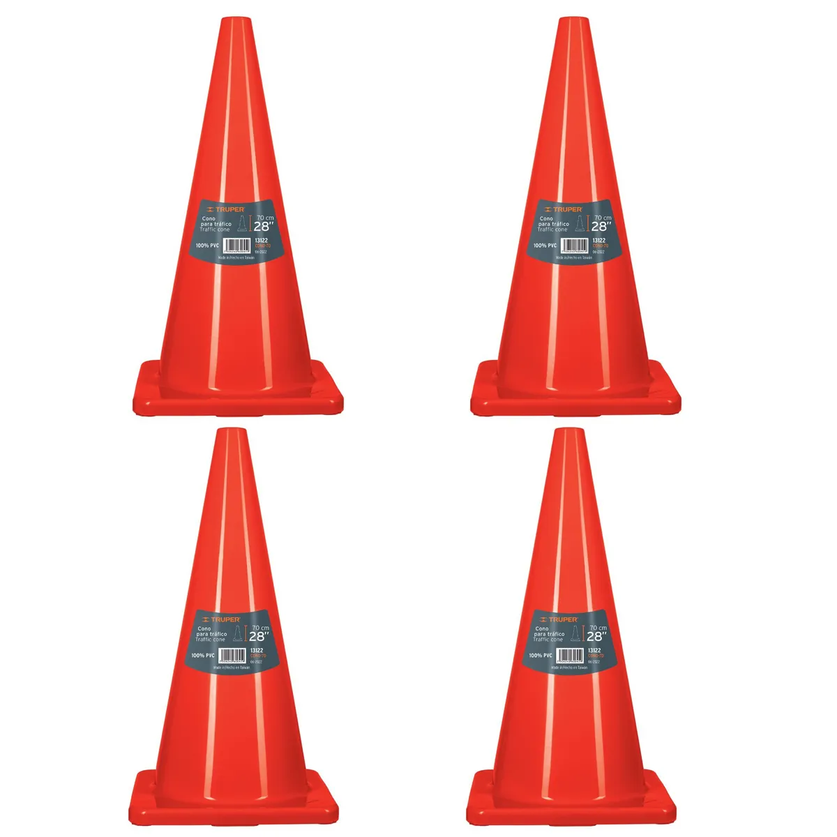 Truper - Cono de seguridad precaución  de 70 cm 4 unidades PVC Truper