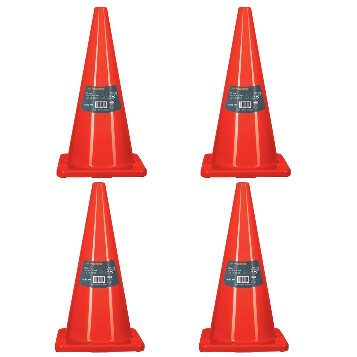 Truper - Cono de seguridad precaución  de 70 cm 4 unidades PVC Truper