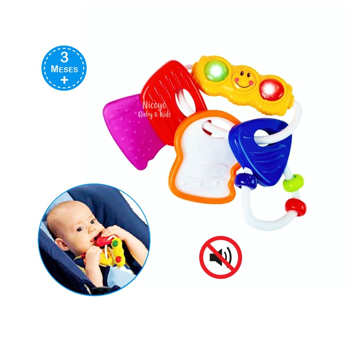 BABY - Juguete Llavero de Mordedor para Bebés con Luces