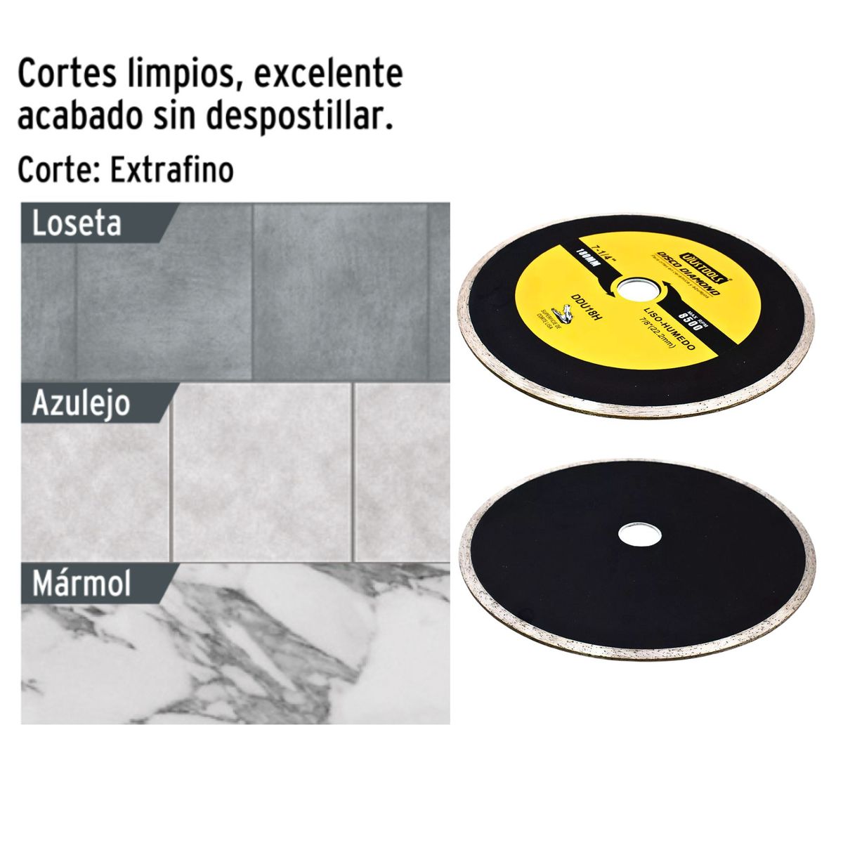 UYUSTOOLS - Disco Diamantado Continuo Liso-Húmedo corte Cerámico 7 1/4"