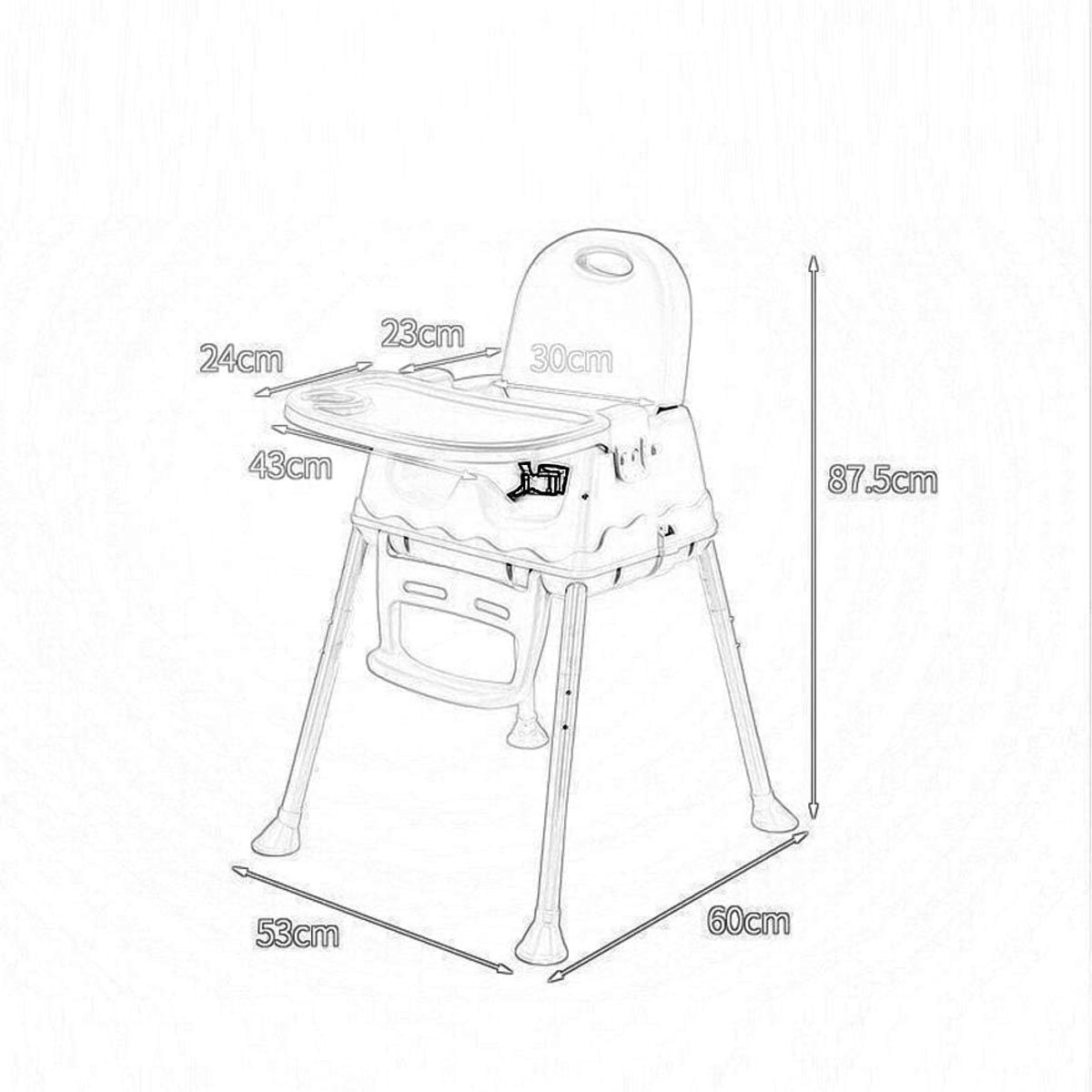 GENERICO - Silla de Comer Bebe 3 en 1 Celeste