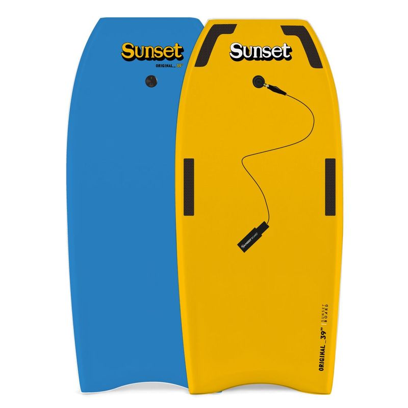 SUNSET BOARD - Bodyboard Sunset de 39" de 8 a 14 años amarilla/celeste