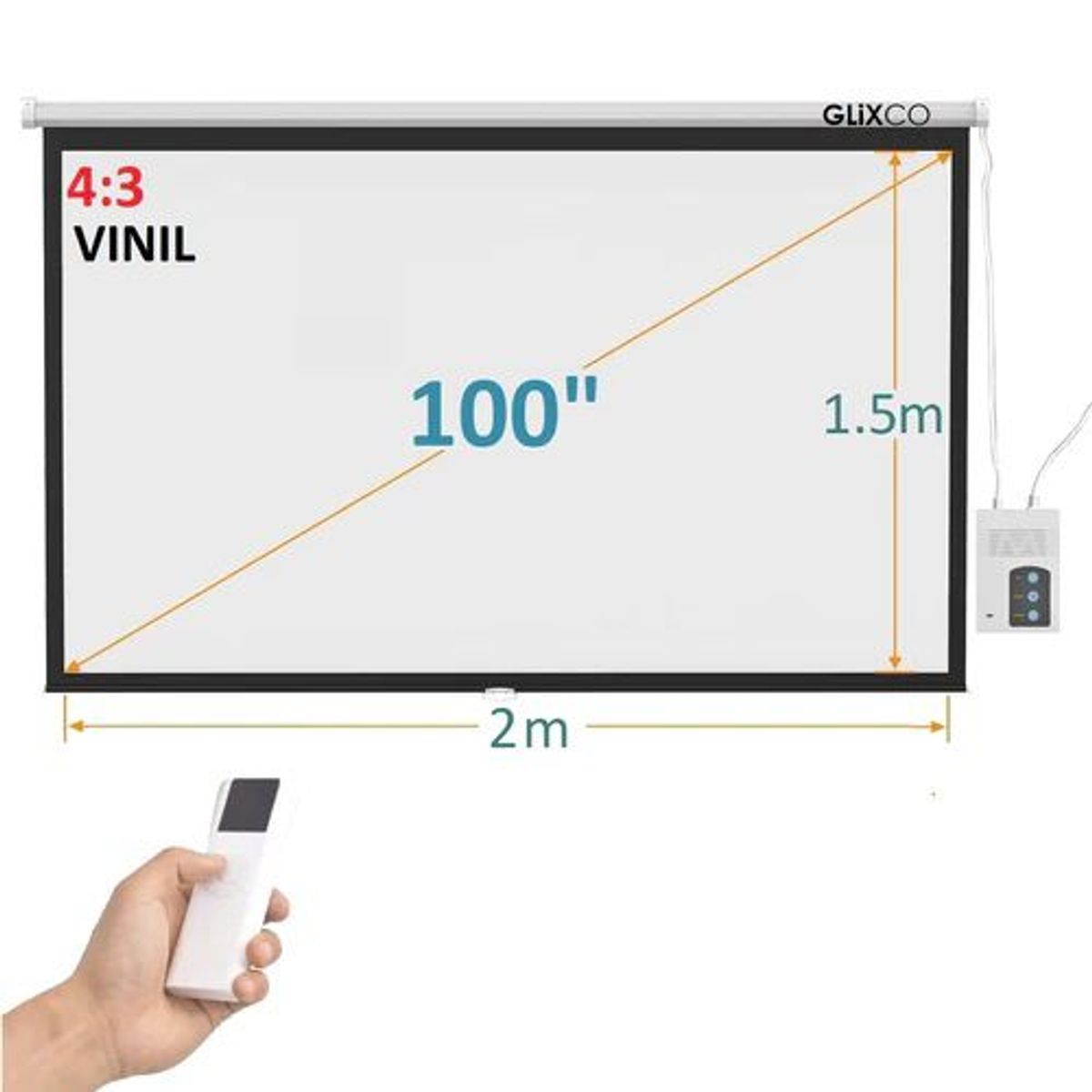 GENERICO - MONTECH-Ecran Eléctrico 100 Pulg (4:3) 2x1.5 m / Vinil