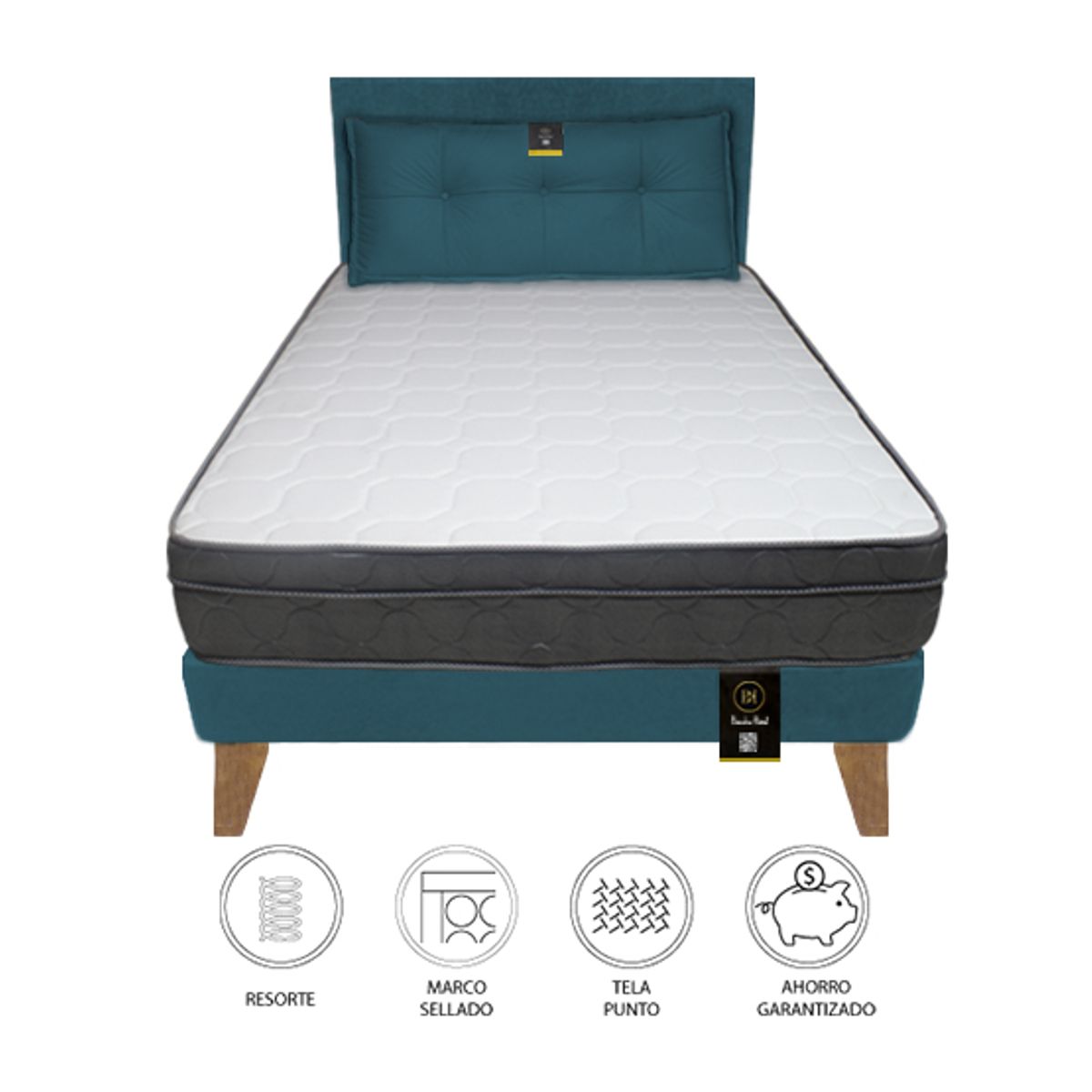 BARAKA HOME - Dormitorio Turin Slim 2 Plz + Cabecera + Cojín - Cobalto