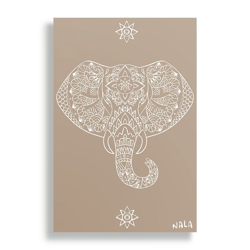 KUSTOMIT - Cuadro Decorativo Aluminio 20x30 - Elefante - beige